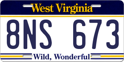 WV license plate 8NS673
