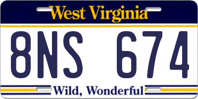 WV license plate 8NS674