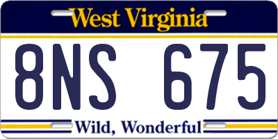 WV license plate 8NS675