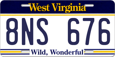 WV license plate 8NS676