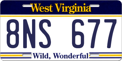 WV license plate 8NS677