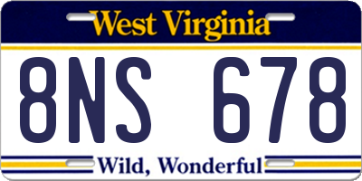 WV license plate 8NS678