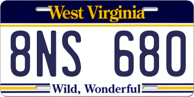 WV license plate 8NS680