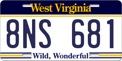 WV license plate 8NS681