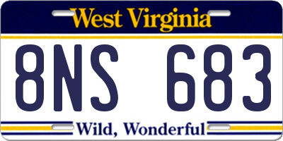 WV license plate 8NS683