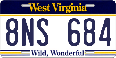 WV license plate 8NS684