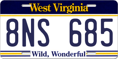 WV license plate 8NS685