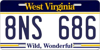 WV license plate 8NS686