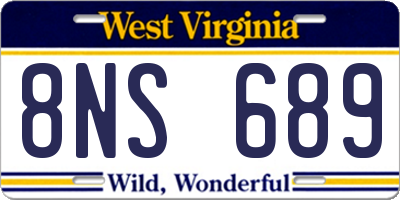 WV license plate 8NS689