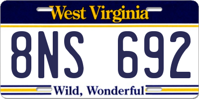 WV license plate 8NS692