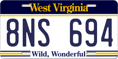 WV license plate 8NS694