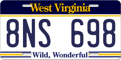 WV license plate 8NS698