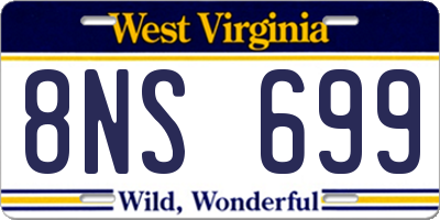 WV license plate 8NS699