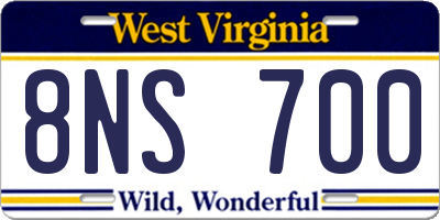 WV license plate 8NS700