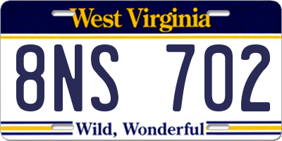 WV license plate 8NS702