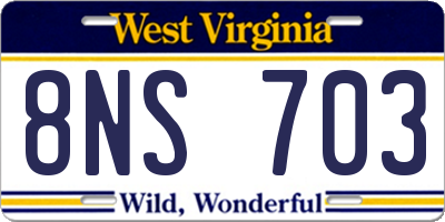 WV license plate 8NS703