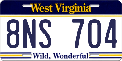 WV license plate 8NS704