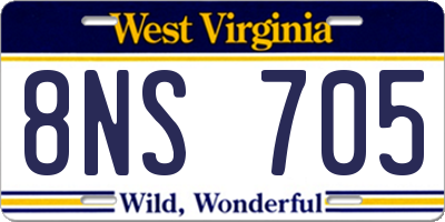 WV license plate 8NS705