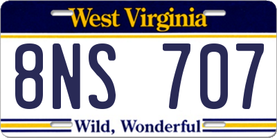 WV license plate 8NS707