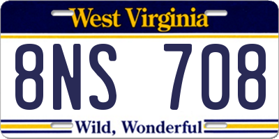 WV license plate 8NS708