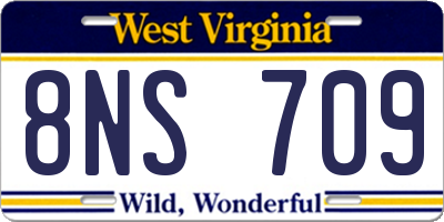 WV license plate 8NS709