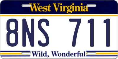 WV license plate 8NS711