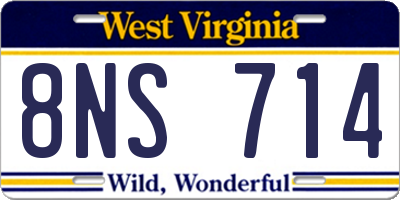 WV license plate 8NS714