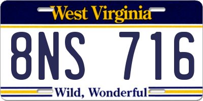 WV license plate 8NS716