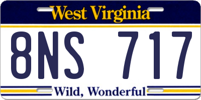 WV license plate 8NS717
