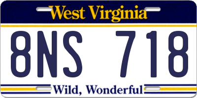 WV license plate 8NS718