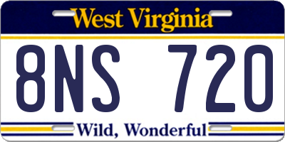 WV license plate 8NS720