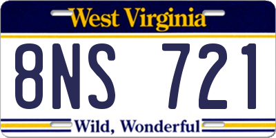WV license plate 8NS721