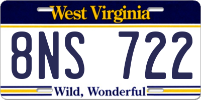 WV license plate 8NS722