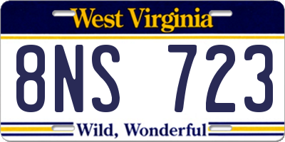 WV license plate 8NS723