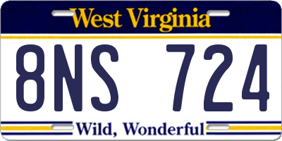 WV license plate 8NS724