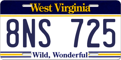 WV license plate 8NS725