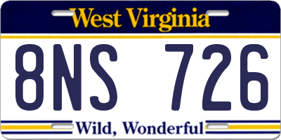 WV license plate 8NS726