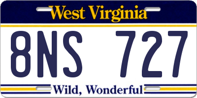 WV license plate 8NS727