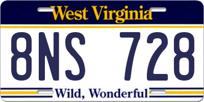 WV license plate 8NS728