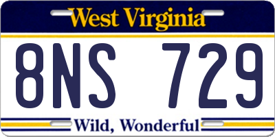 WV license plate 8NS729