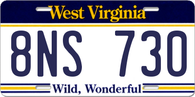 WV license plate 8NS730