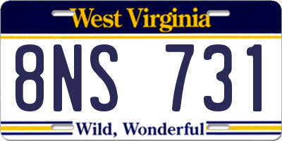 WV license plate 8NS731