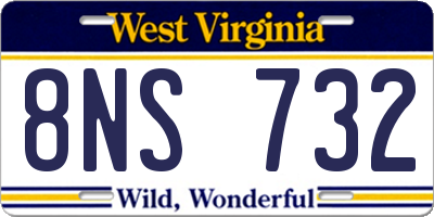 WV license plate 8NS732