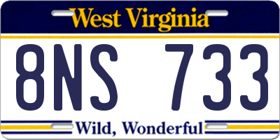WV license plate 8NS733