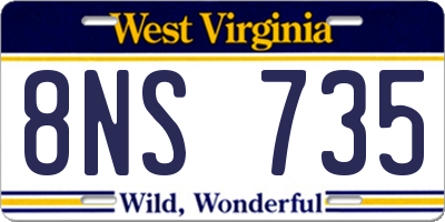WV license plate 8NS735