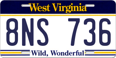 WV license plate 8NS736
