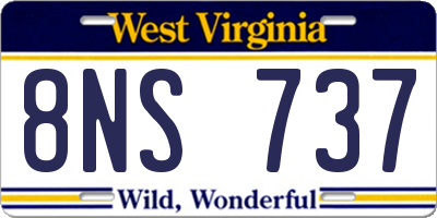 WV license plate 8NS737