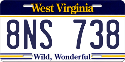 WV license plate 8NS738