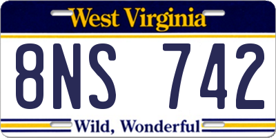 WV license plate 8NS742