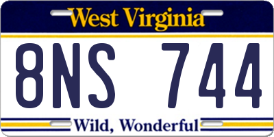 WV license plate 8NS744